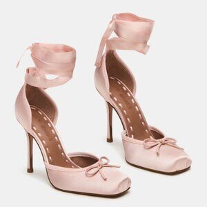 STEVE MADDEN Larina Pink Satin (LV Ballerina Heels Dupe)